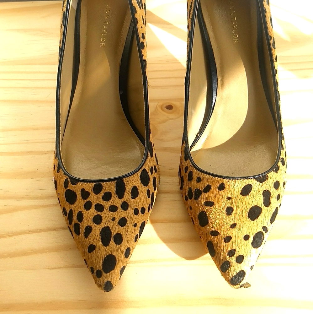 Ann Taylor Leopard Print calf skin heels